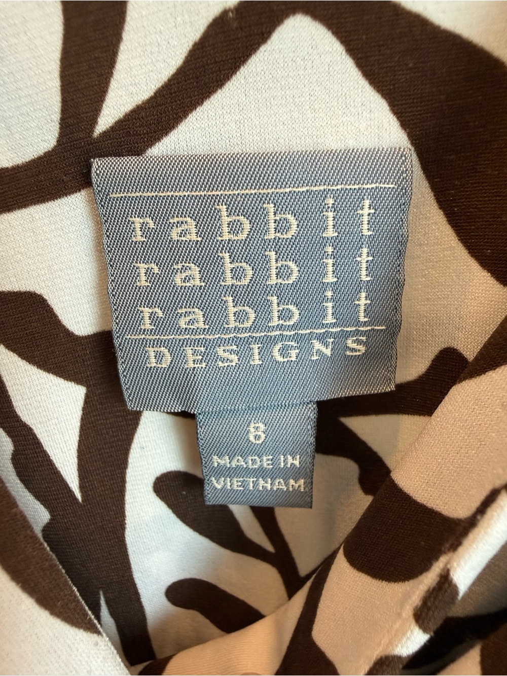 Rabbit Rabbit Rabbit Designs Brown White Leaf Print Sleeveless Midi Dress 8 - Picture 8 of 10